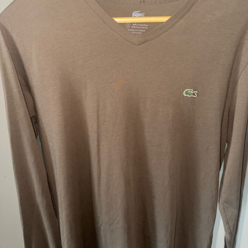 Lacoste Men's Long Sleeve Brown Tee